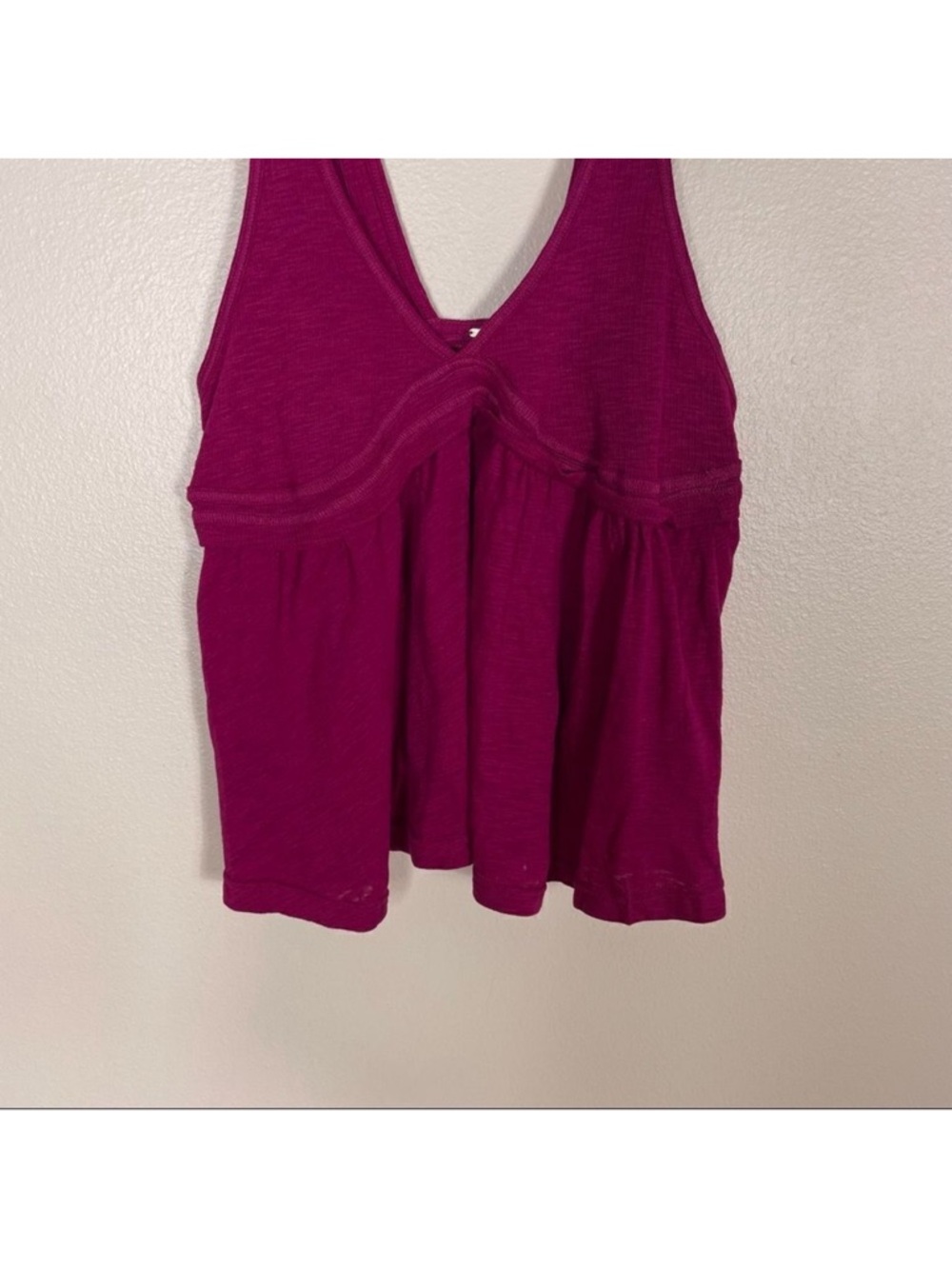 Free People Pink Ribbed V Neck Tank Top - Picture 4 of 6